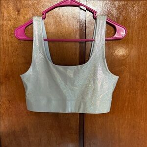 Fabletics Sparkling Silver Crop Top And Pants To Match